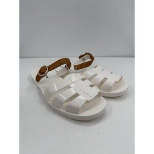 Tuckernuck White Riley Jelly Sandals Size 7/8 Fisherman Style Open Toe Slip On